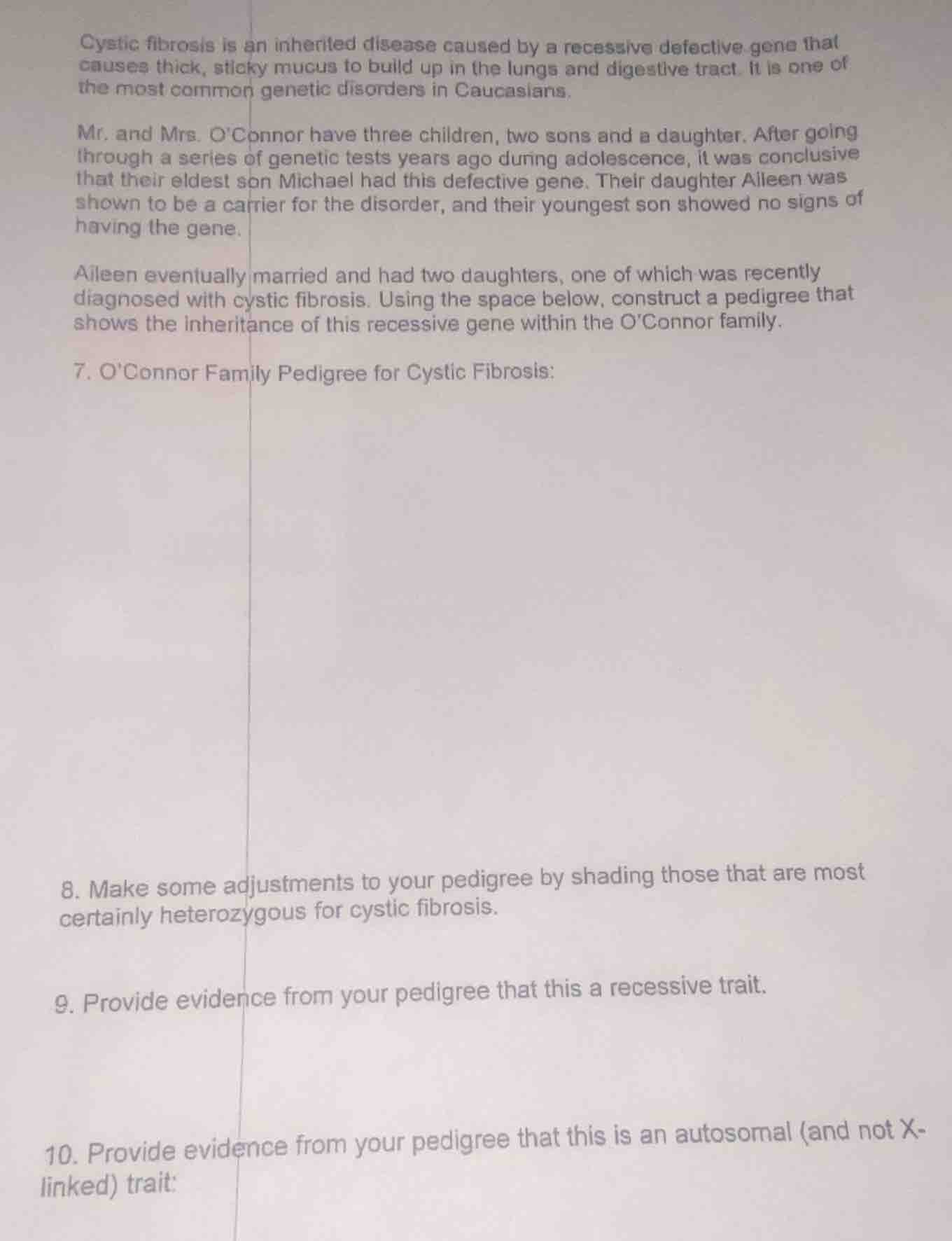 cystic fibrosis is an inherited disease caused by a recessive defective…