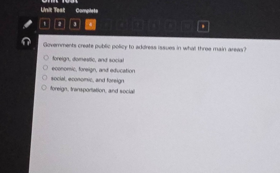 unit test complete 1 2 3 4 governments create public policy to address …
