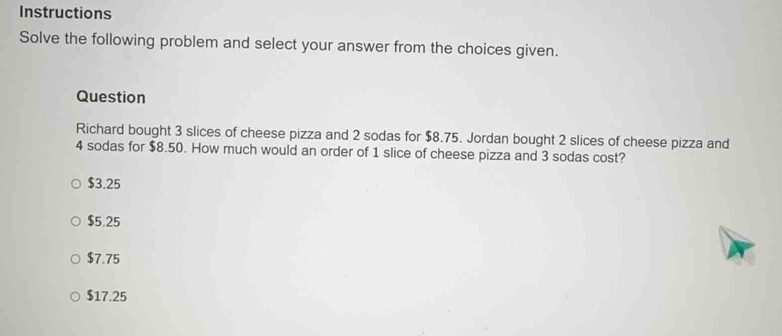 instructions solve the following problem and select your answer from th…