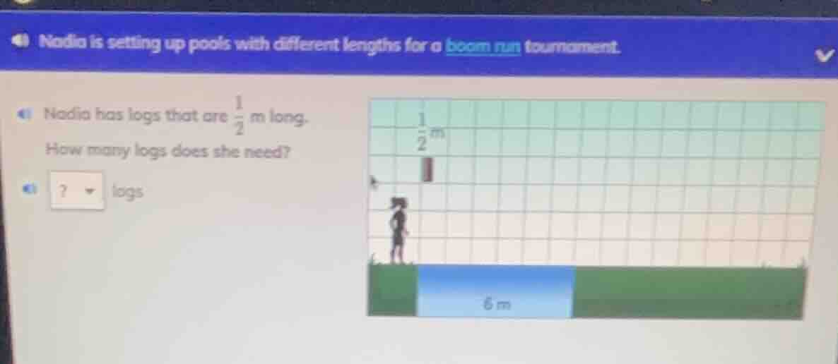 nadia is setting up pools with different lengths for a boom run tournam…