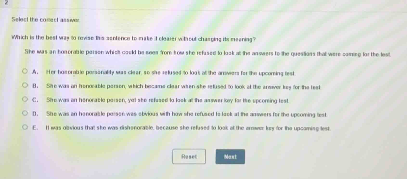 select the correct answer. which is the best way to revise this sentenc…