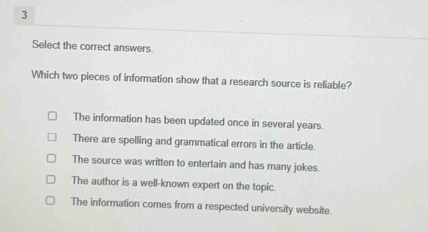 3 select the correct answers. which two pieces of information show that…