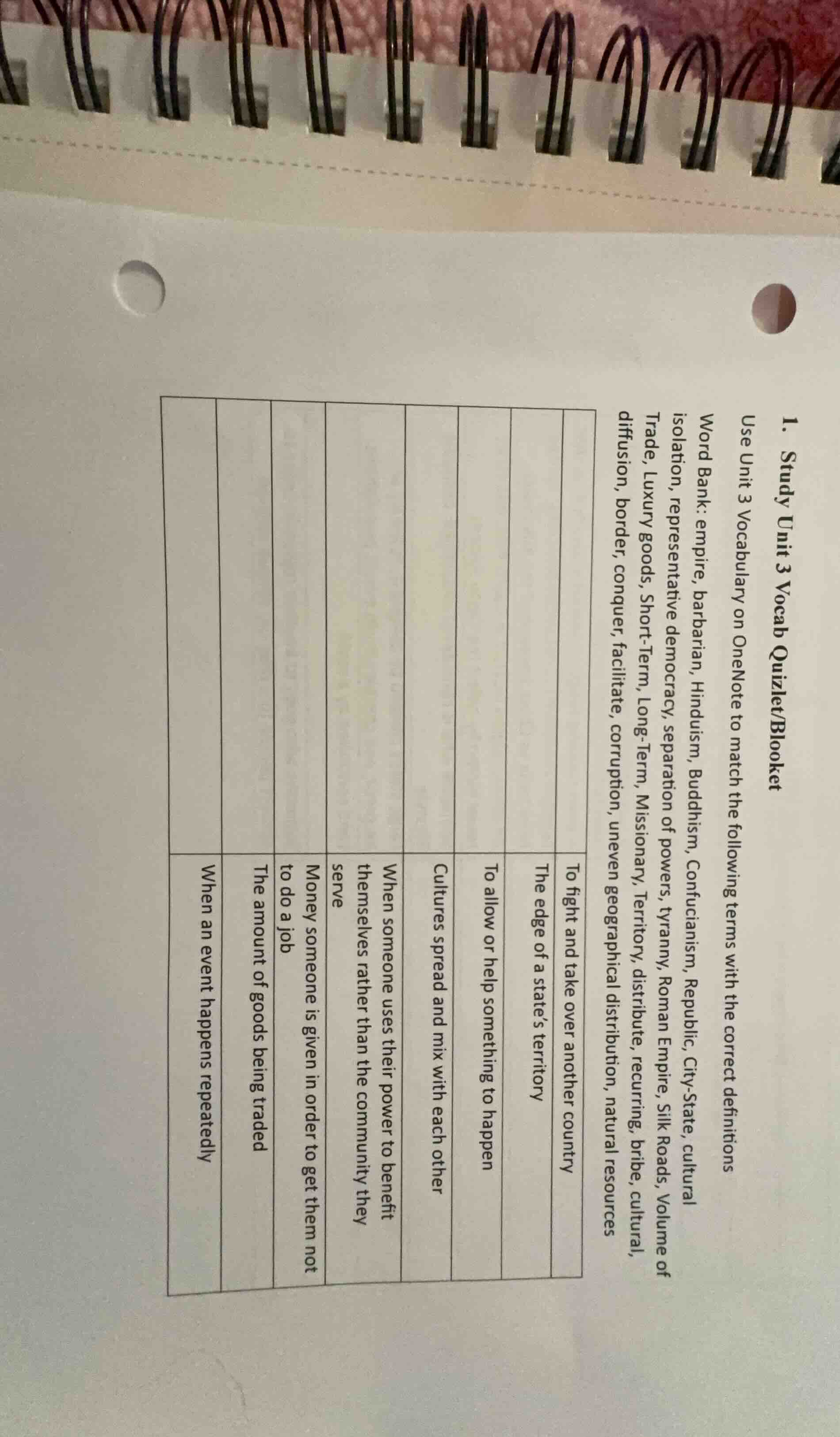 1. study unit 3 vocab quizlet/blooket use unit 3 vocabulary on onenote …