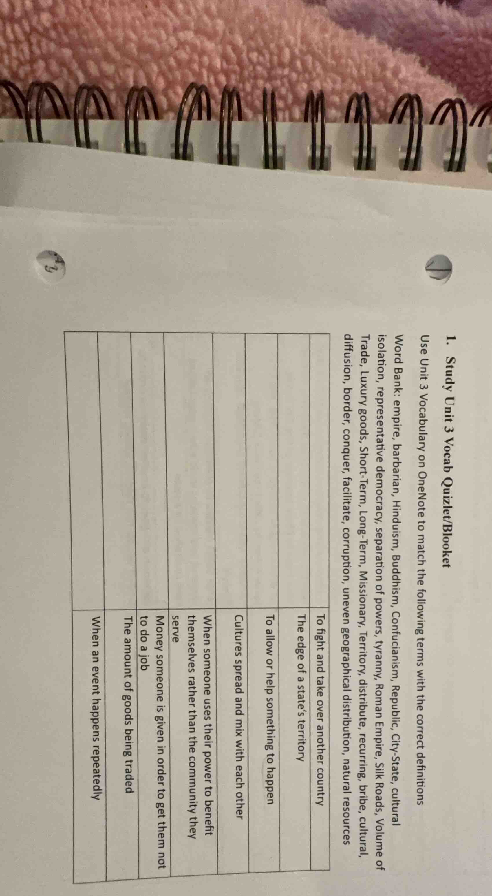 1. study unit 3 vocab quizlet/blooket use unit 3 vocabulary on onenote …