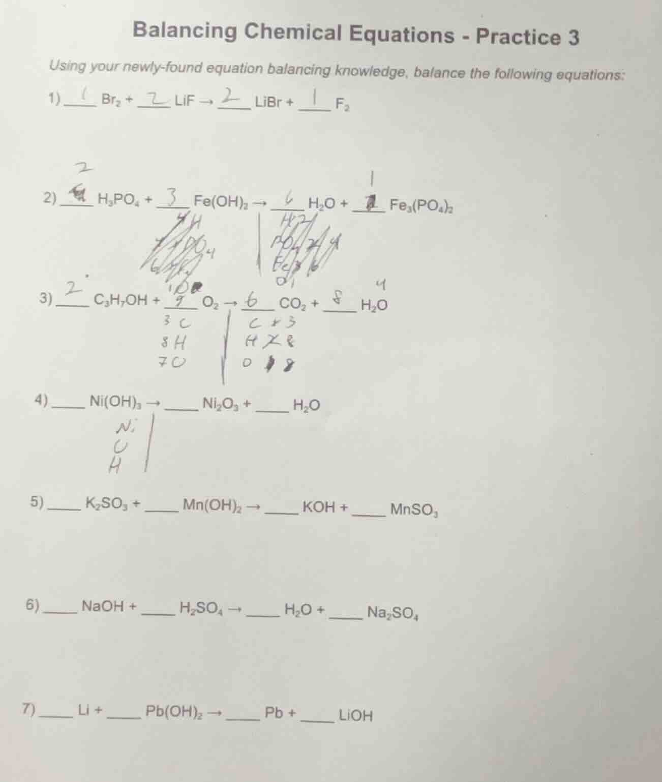 balancing chemical equations - practice 3 using your newly-found equati…