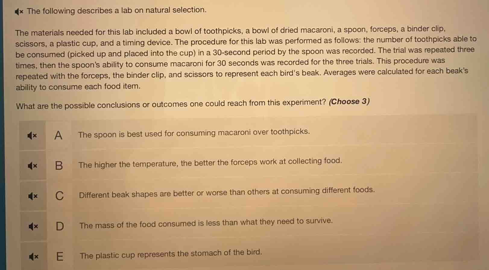 the following describes a lab on natural selection. the materials neede…