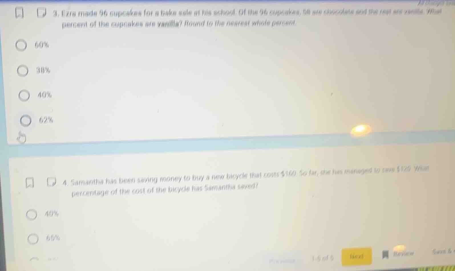 3. ezra made 96 cupcakes for a bake sale at his school. of the 96 cupca…