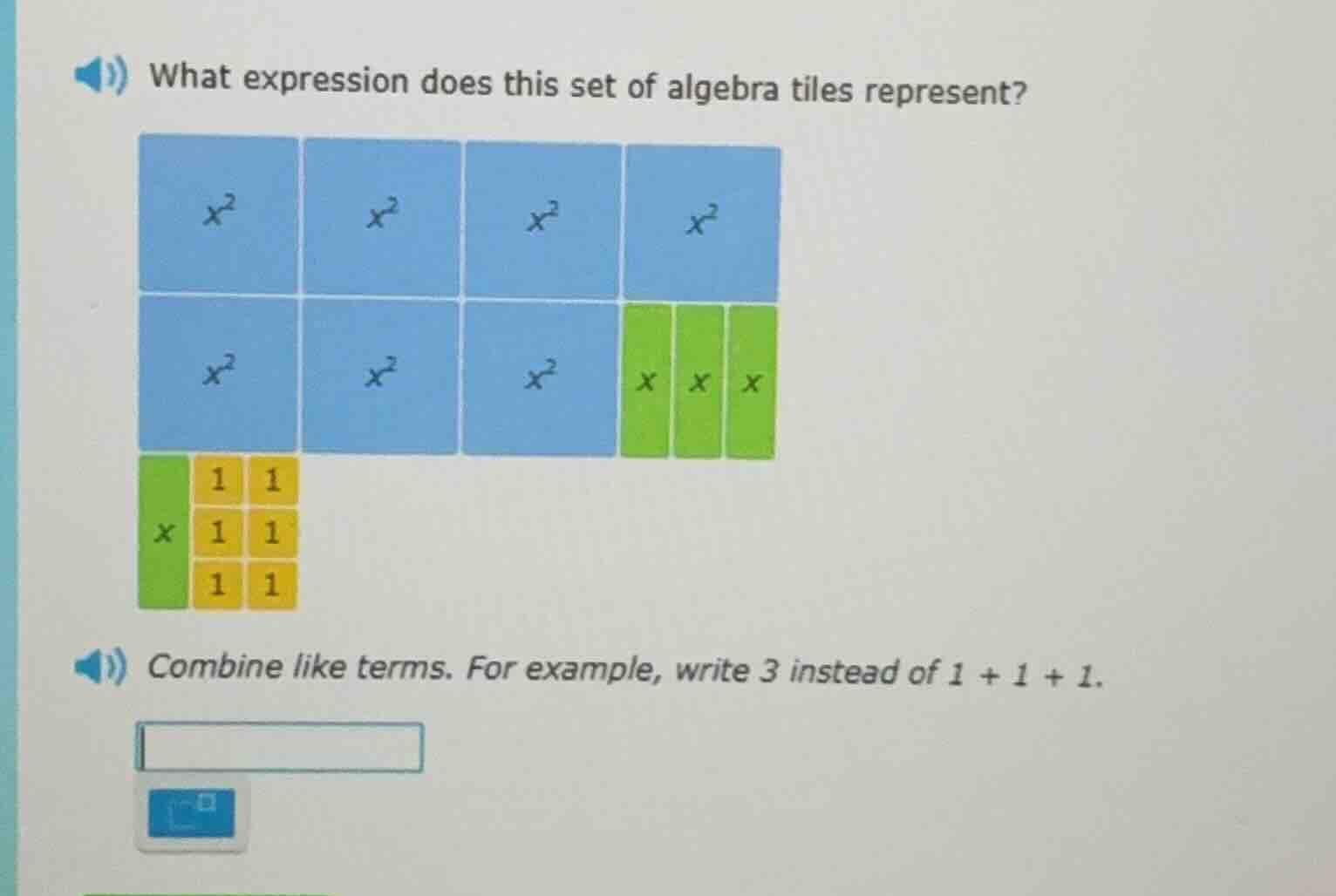 what expression does this set of algebra tiles represent? algebra tiles…