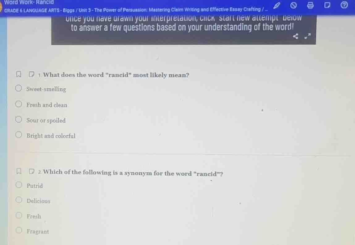 word work- rancid grade 6 language arts - biggs / unit 3 - the power of…