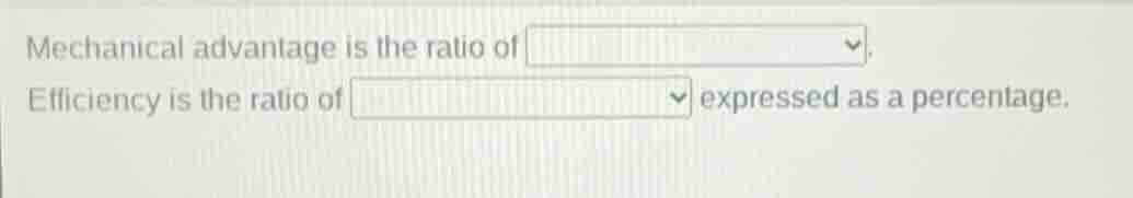 mechanical advantage is the ratio of efficiency is the ratio of express…