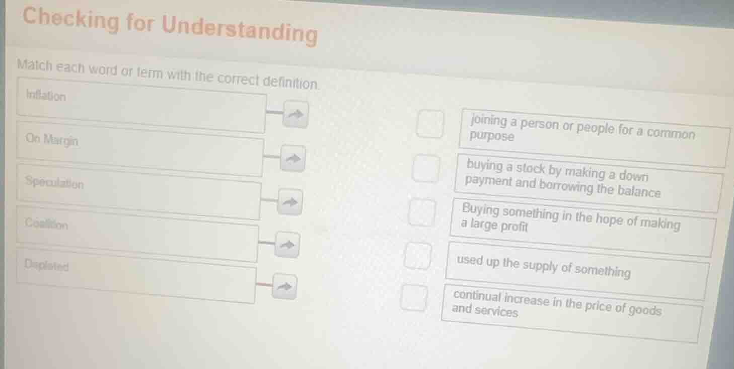 checking for understanding match each word or term with the correct def…