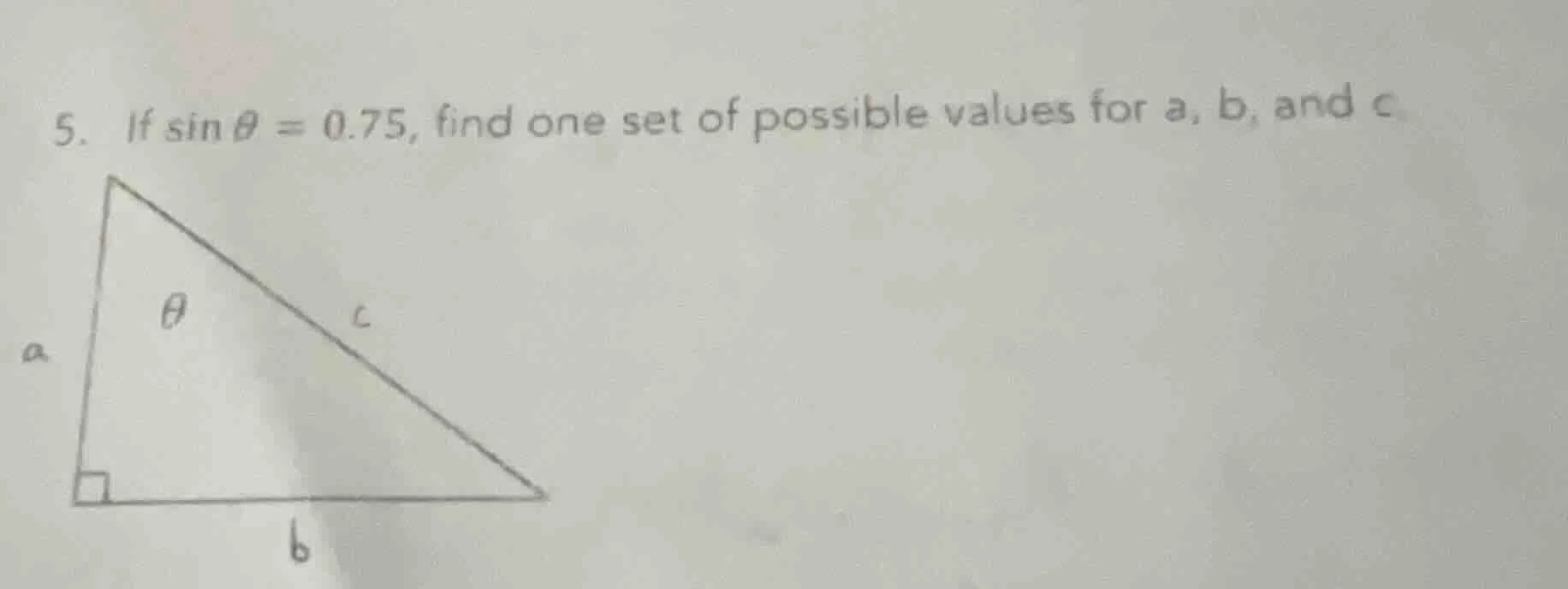 5. if \\(\\sin \\theta = 0.75\\), find one set of possible values for \…