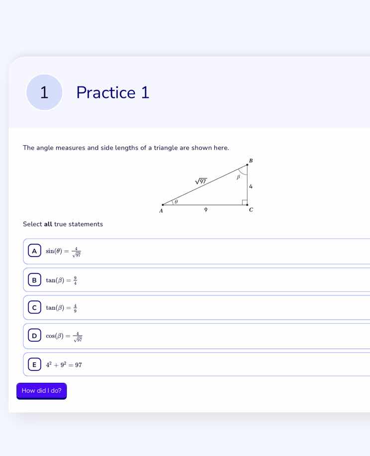 1 practice 1 the angle measures and side lengths of a triangle are show…