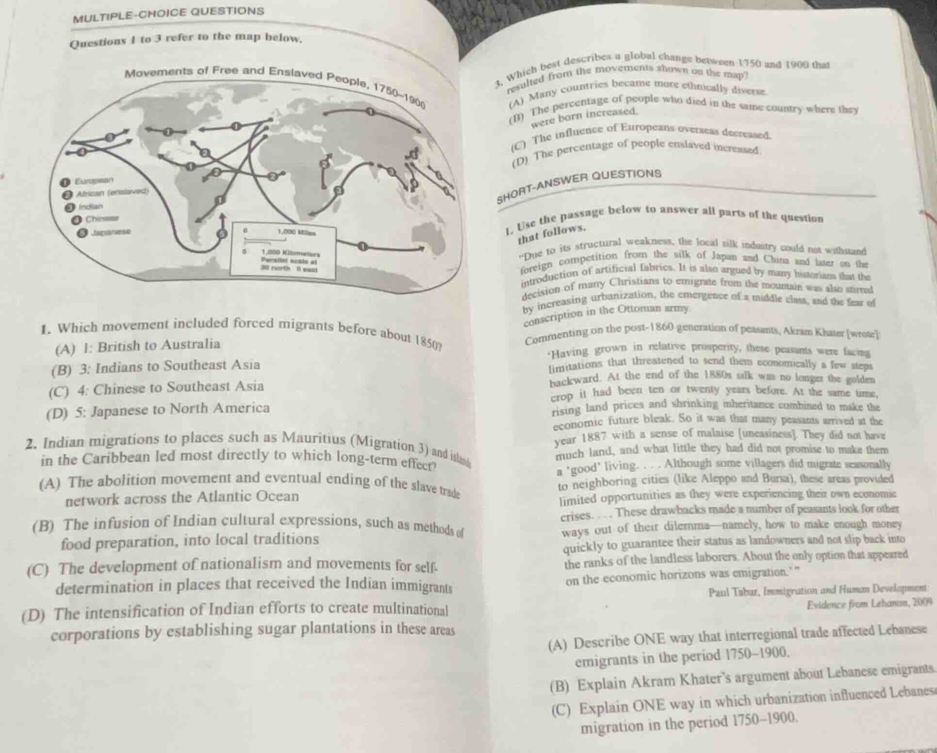 multiple-choice questions questions 1 to 3 refer to the map below. move…