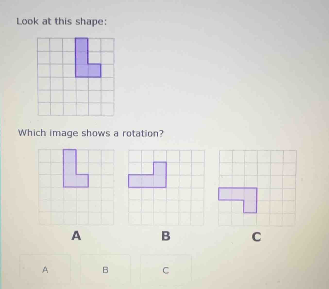look at this shape: image of a purple l - shaped figure on a grid which…