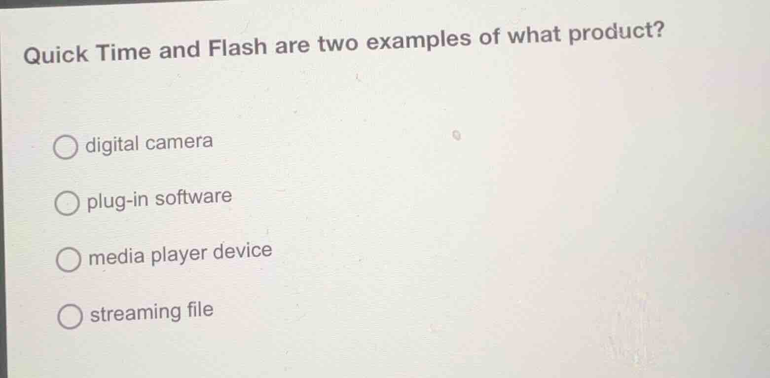 quick time and flash are two examples of what product? digital camera p…
