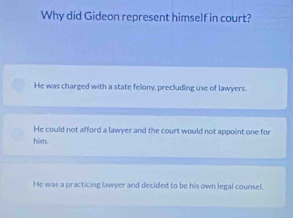 why did gideon represent himself in court? he was charged with a state …