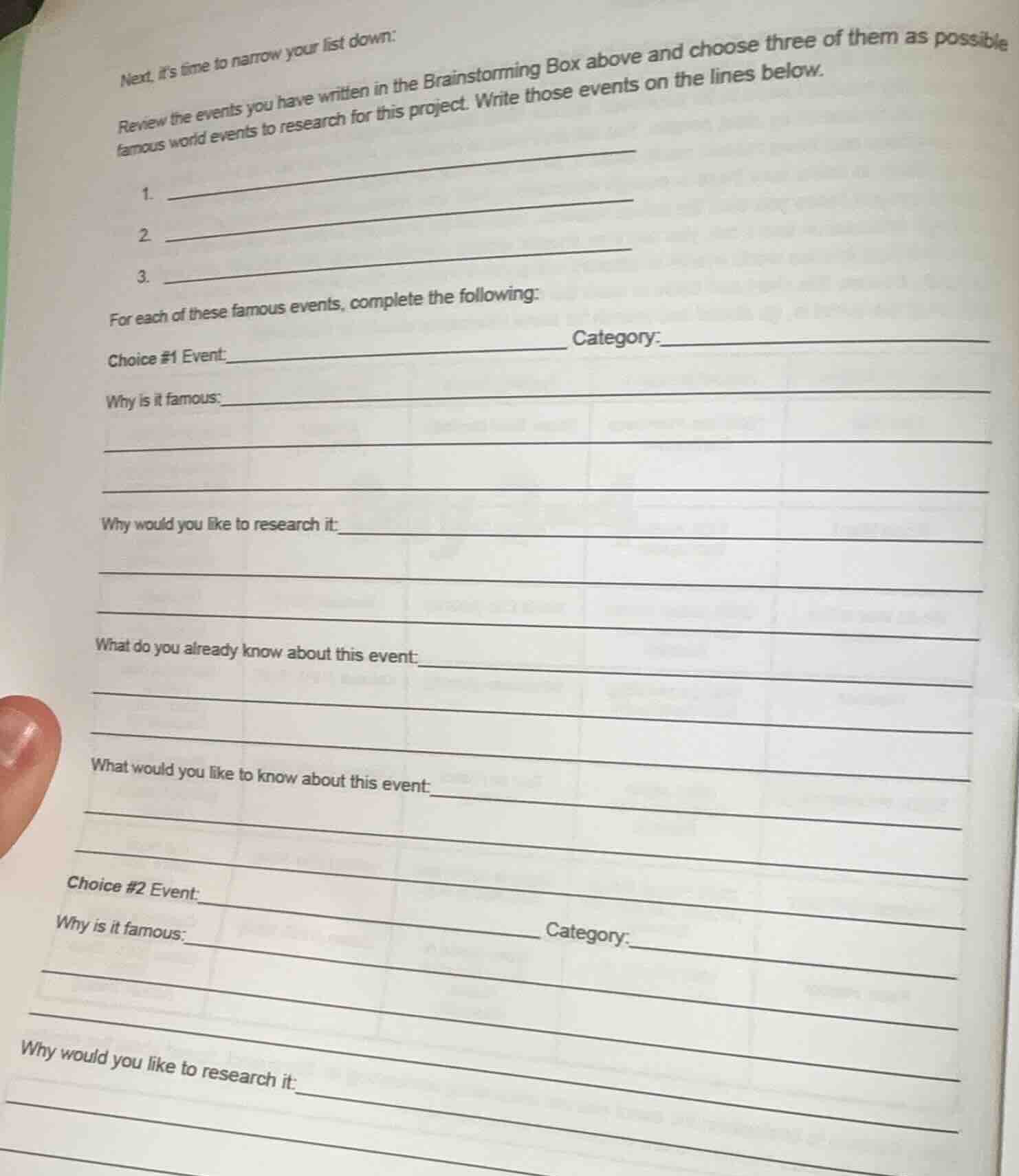 next, its time to narrow your list down: review the events you have wri…
