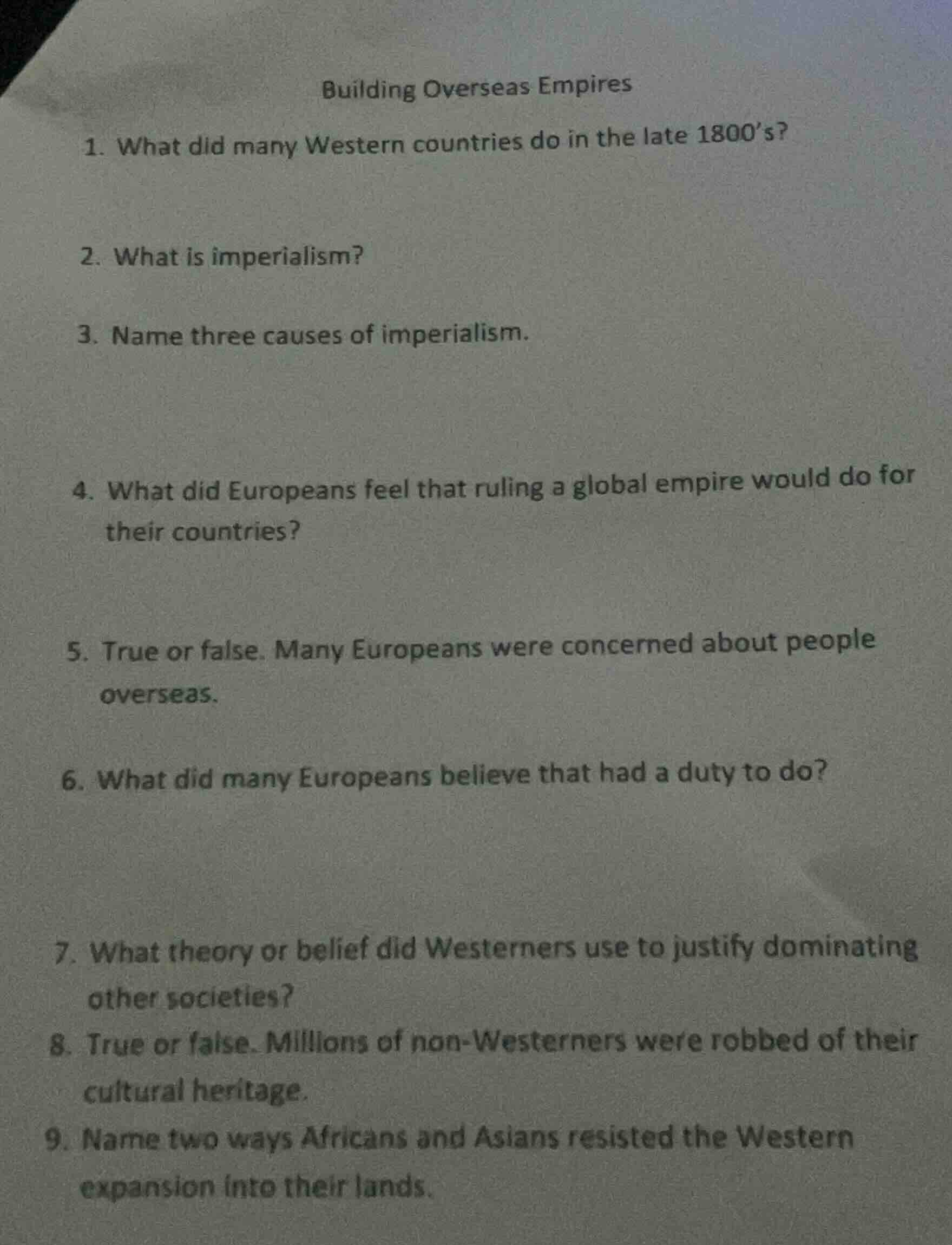 building overseas empires 1. what did many western countries do in the …