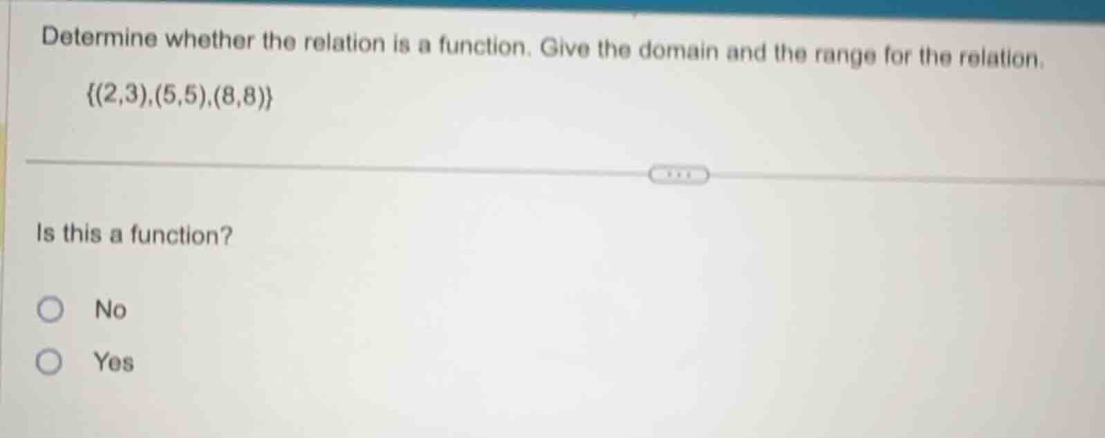 determine whether the relation is a function. give the domain and the r…