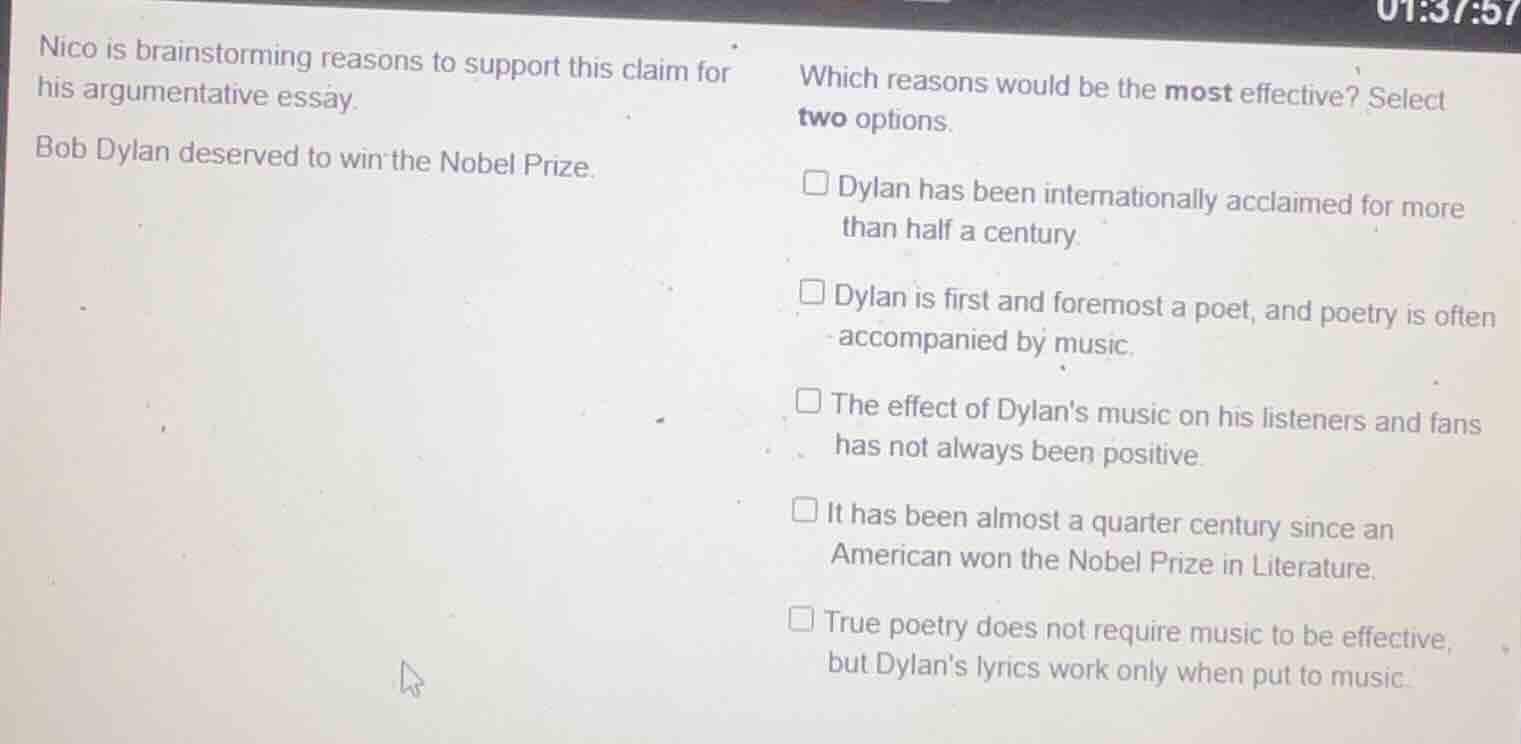 nico is brainstorming reasons to support this claim for his argumentati…