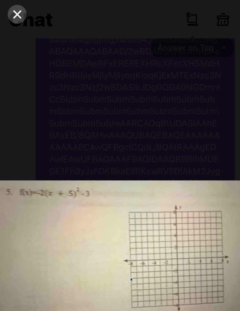 5. $f(x)=-2(x + 5)^2 - 3$