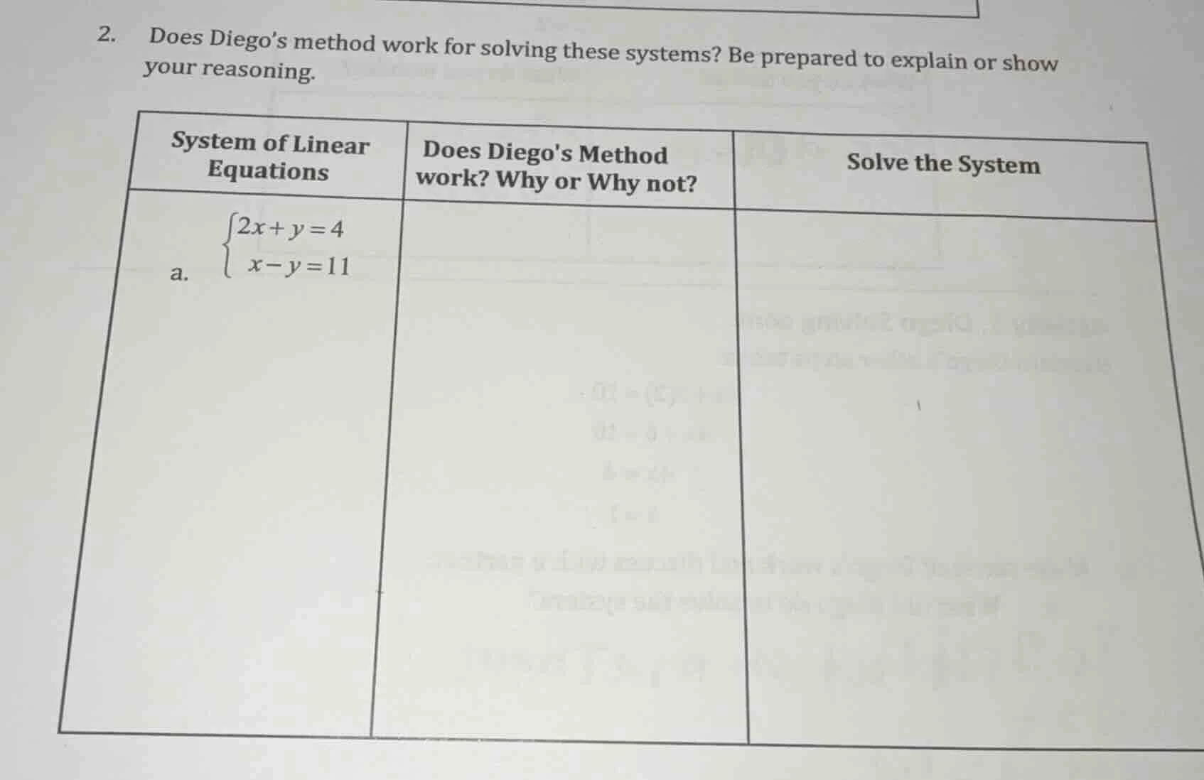 2. does diego’s method work for solving these systems? be prepared to e…
