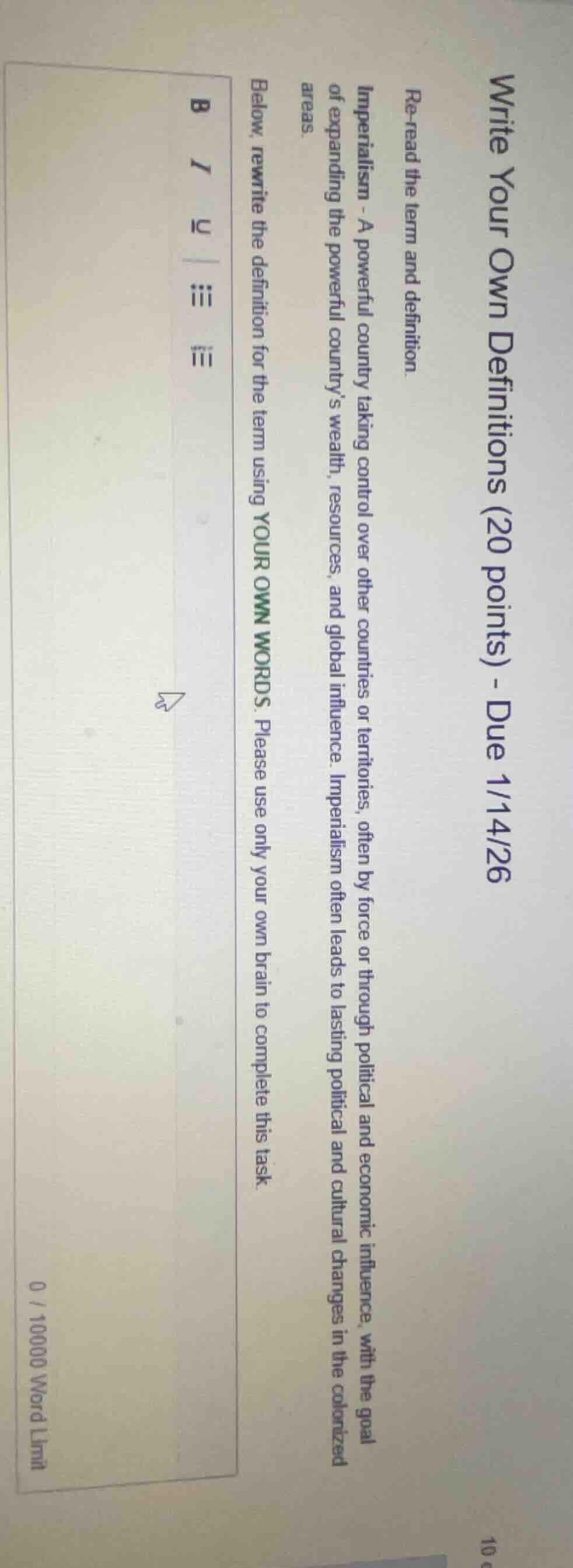 write your own definitions (20 points) - due 1/14/26 re - read the term…