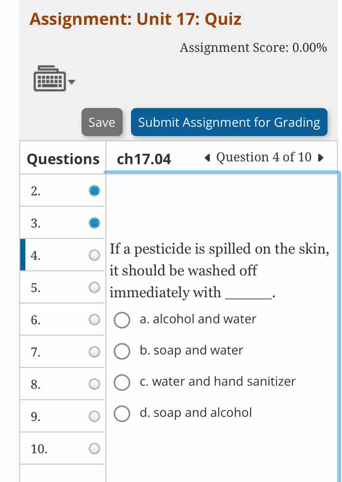 if a pesticide is spilled on the skin, it should be washed off immediat…