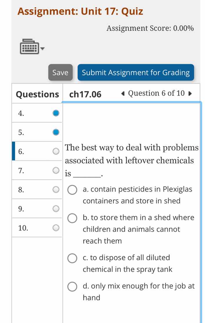 the best way to deal with problems associated with leftover chemicals i…