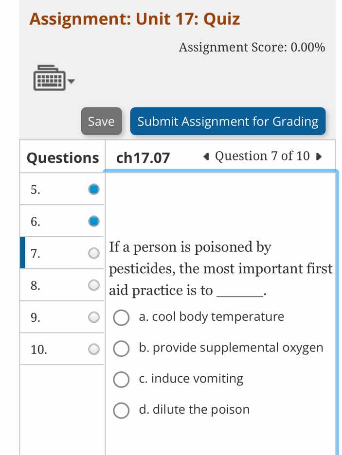 if a person is poisoned by pesticides, the most important first aid pra…