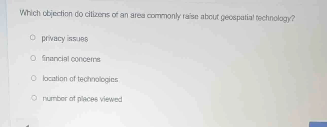 which objection do citizens of an area commonly raise about geospatial …