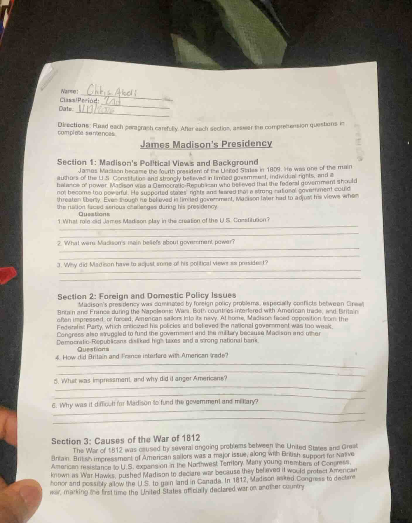 name: chris abdi class/period: 2nd date: 1/13/2024 directions: read eac…