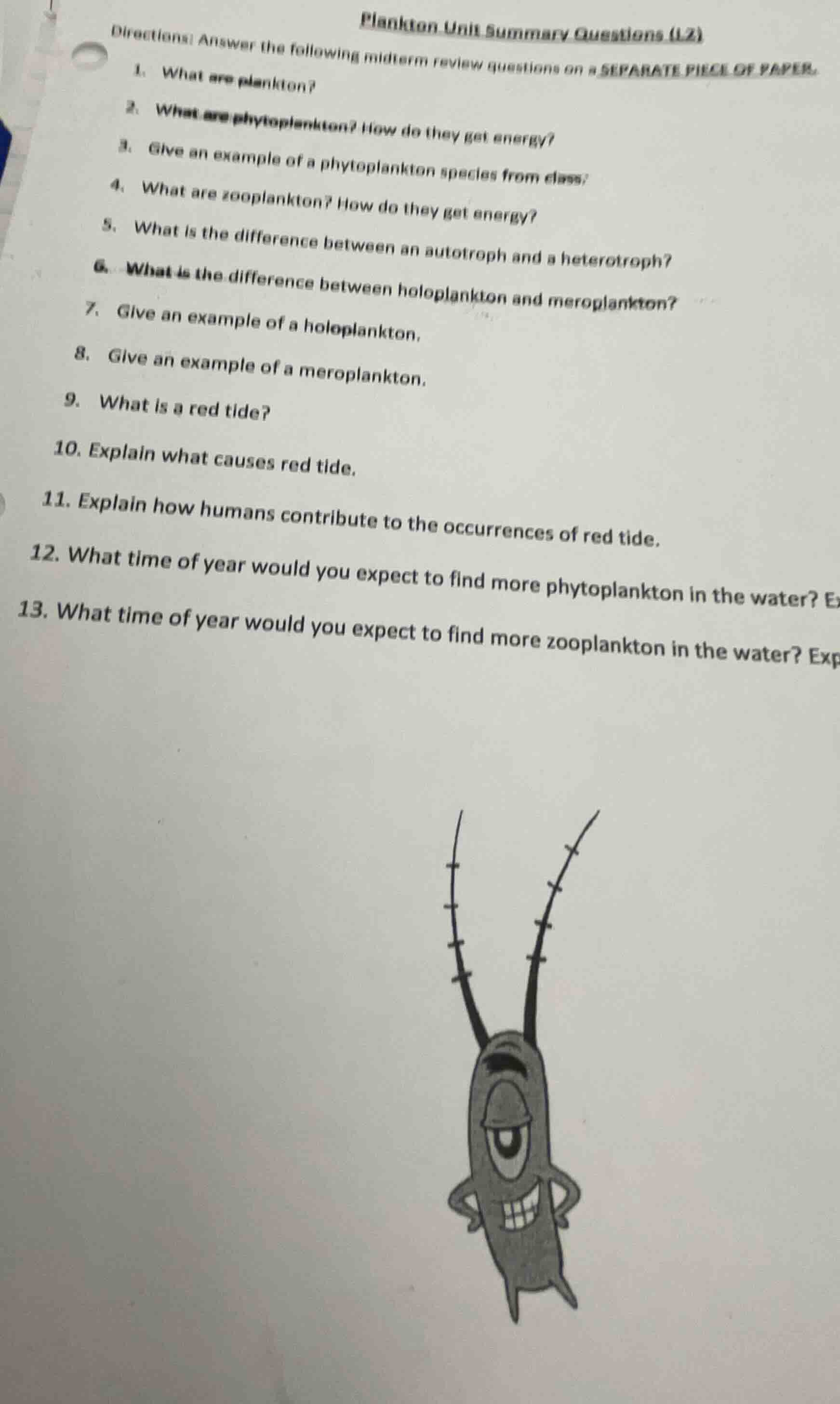 plankton unit summary questions (l2) directions: answer the following m…