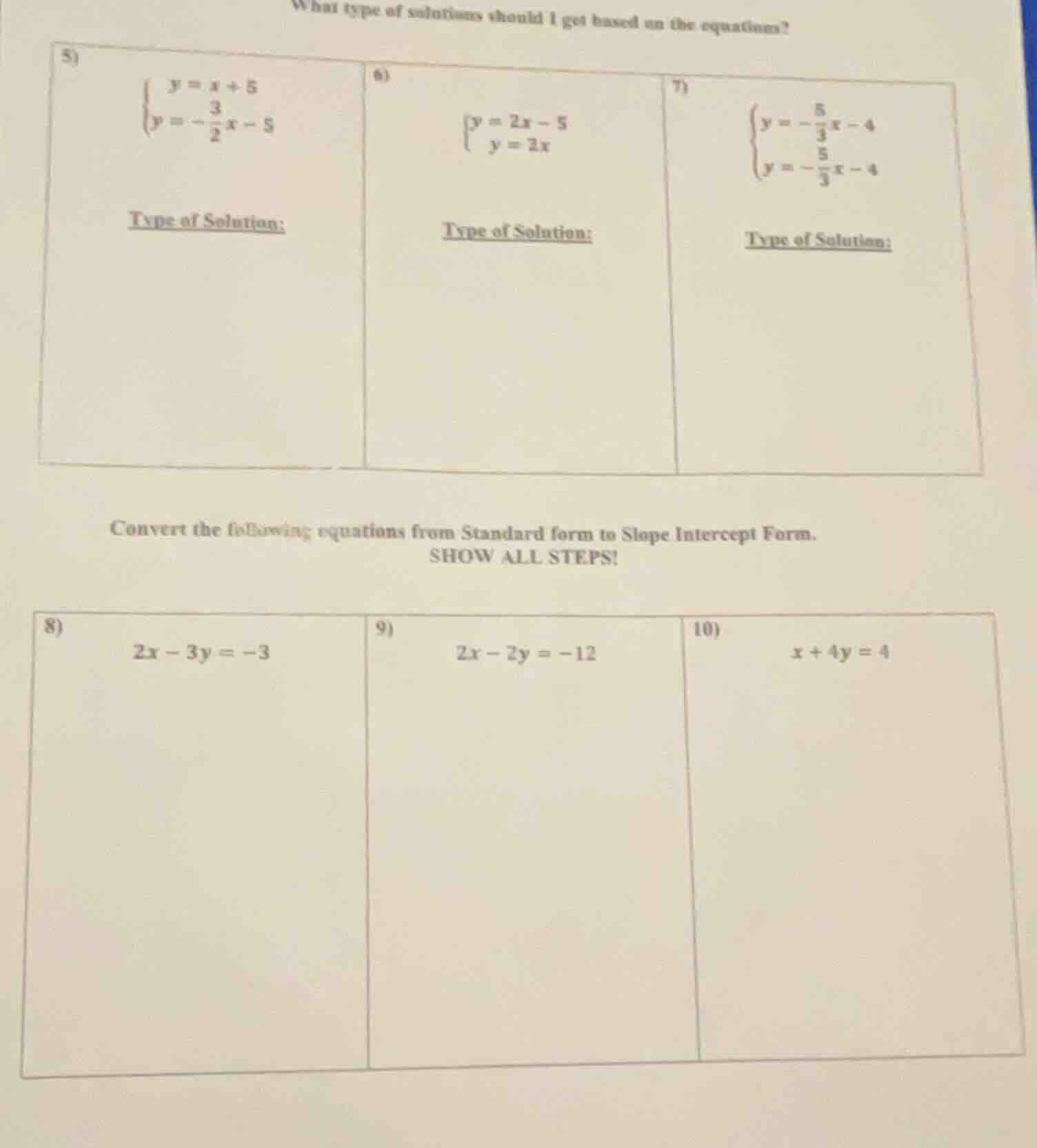 what type of solutions should i get based on the equations? 5) \\(\\beg…