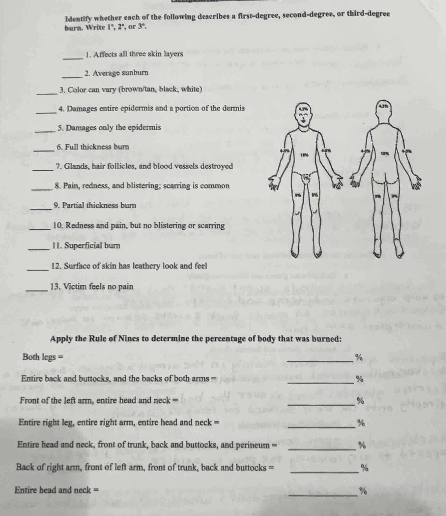 identify whether each of the following describes a first - degree, seco…