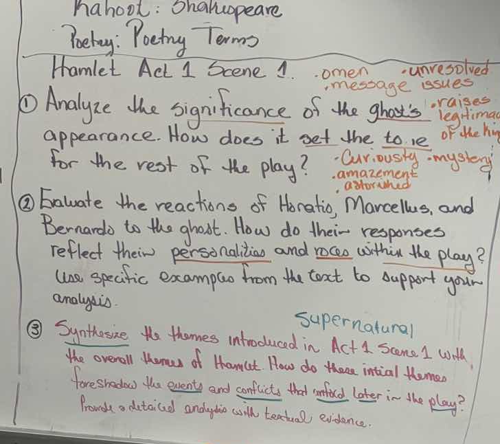 kahoot: shakespeare poetry: poetry terms hamlet act 1 scene 1. ① analyz…