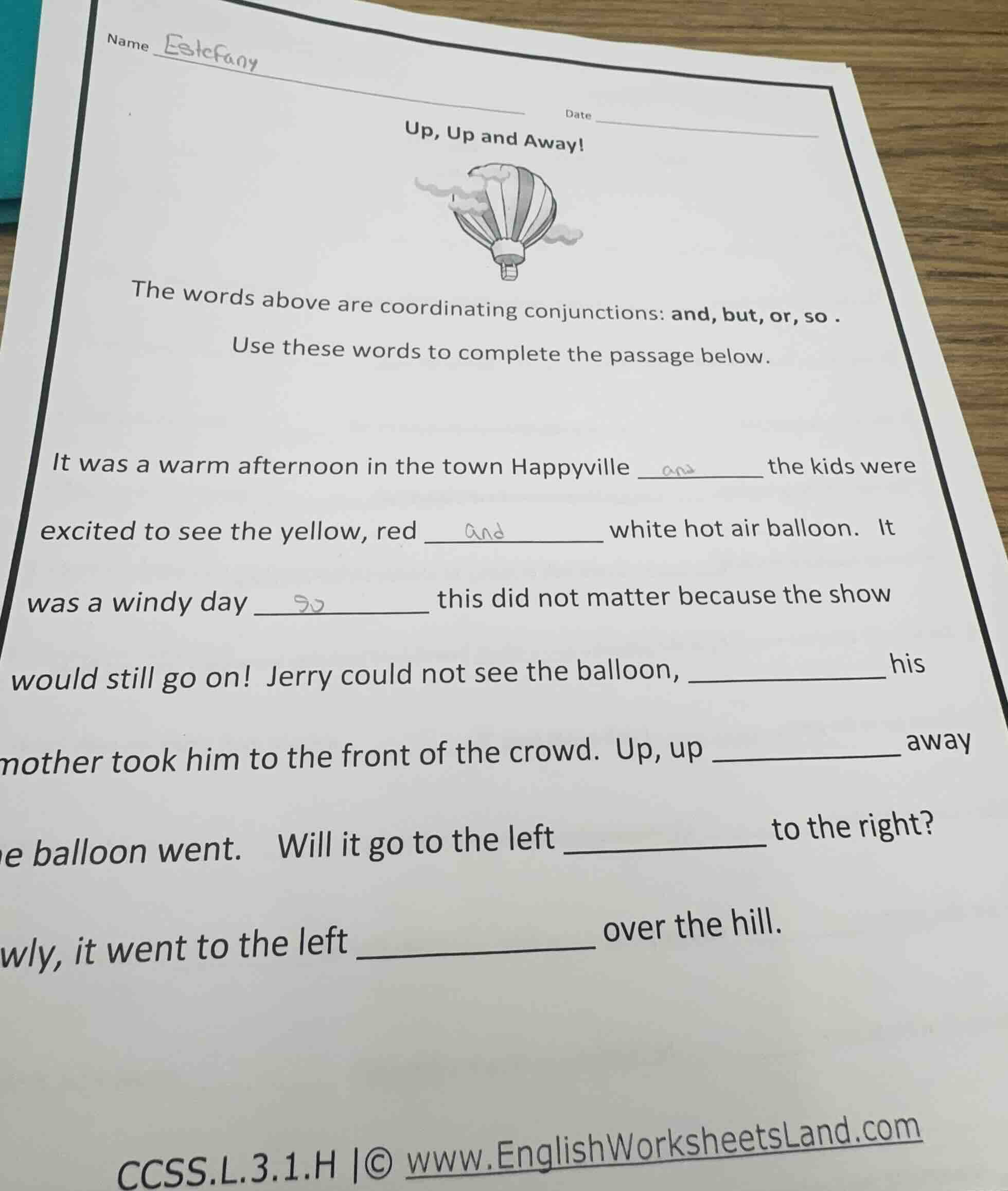 name estefany date up, up and away! the words above are coordinating co…