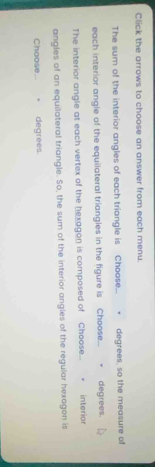 click the arrows to choose an answer from each menu. the sum of the int…