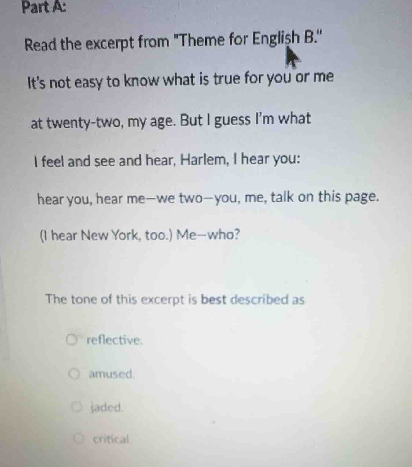 part a: read the excerpt from \theme for english b.\ its not easy to kn…
