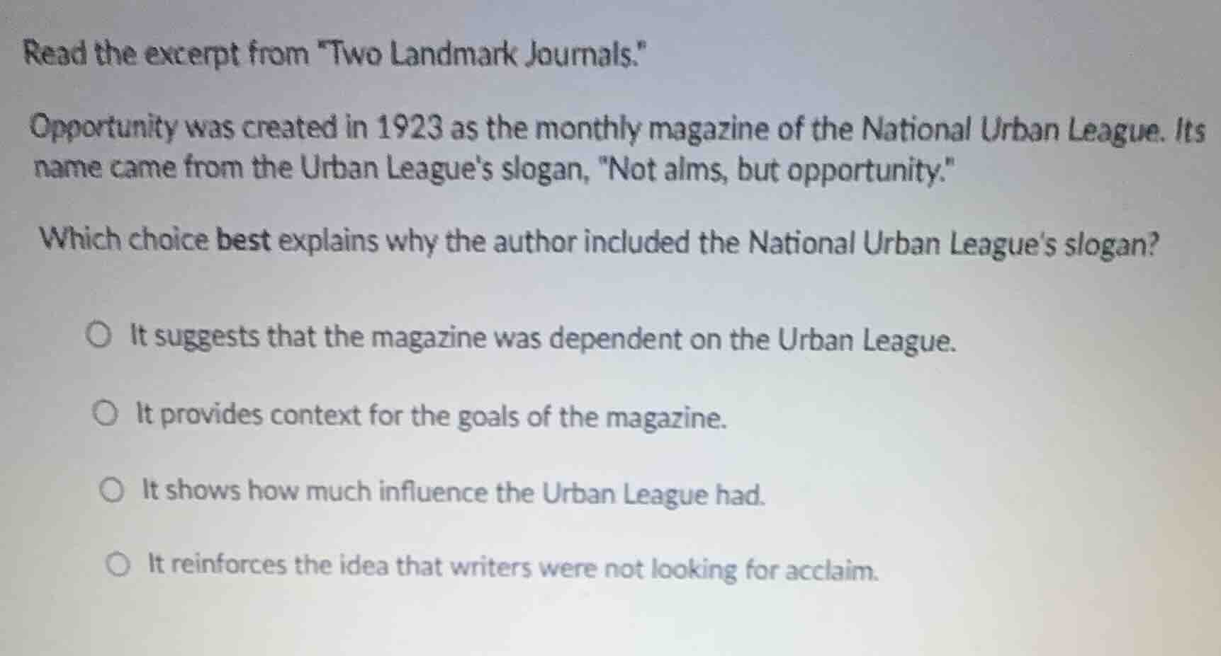 read the excerpt from \two landmark journals.\ opportunity was created …