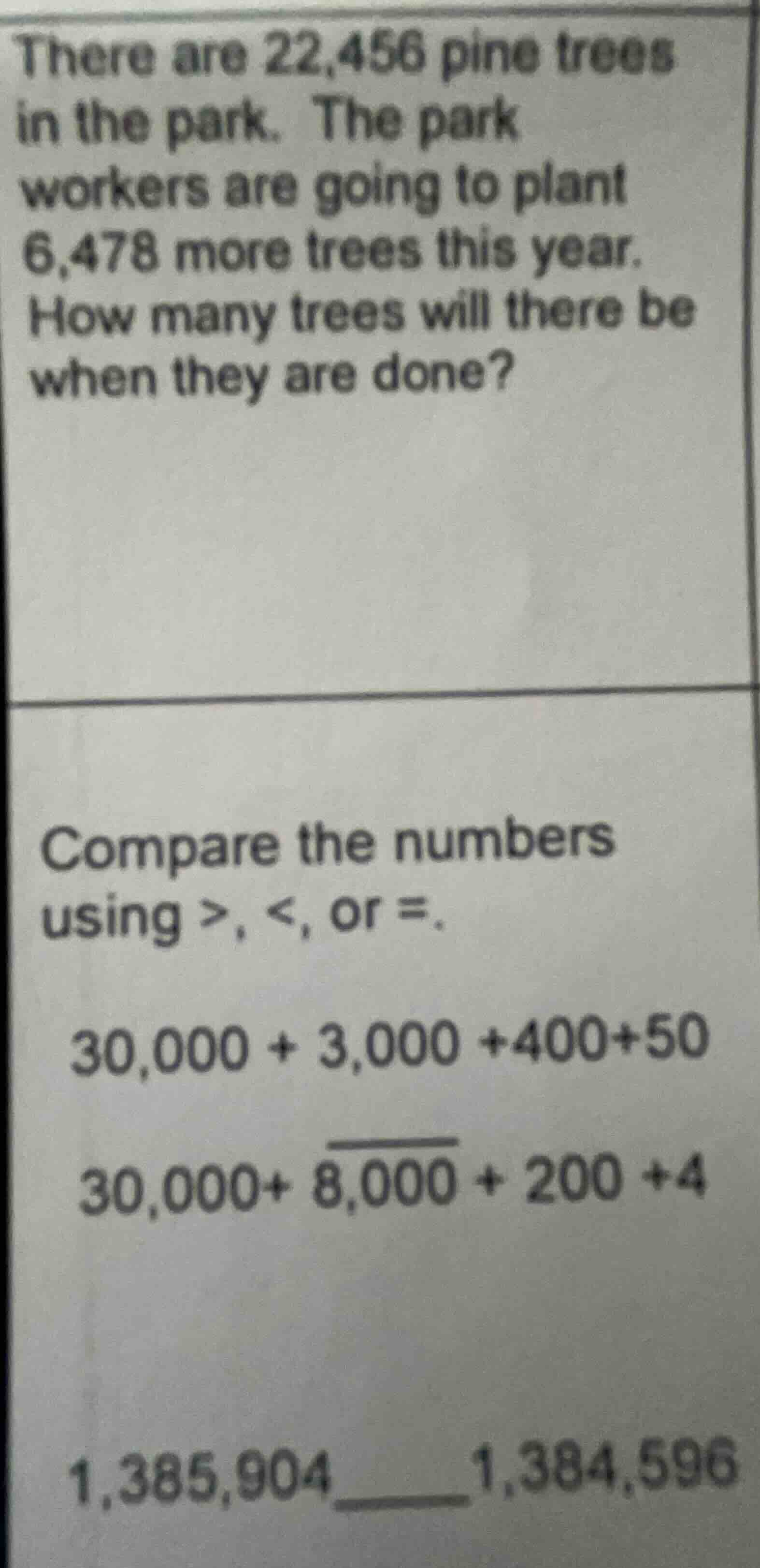 there are 22,456 pine trees in the park. the park workers are going to …