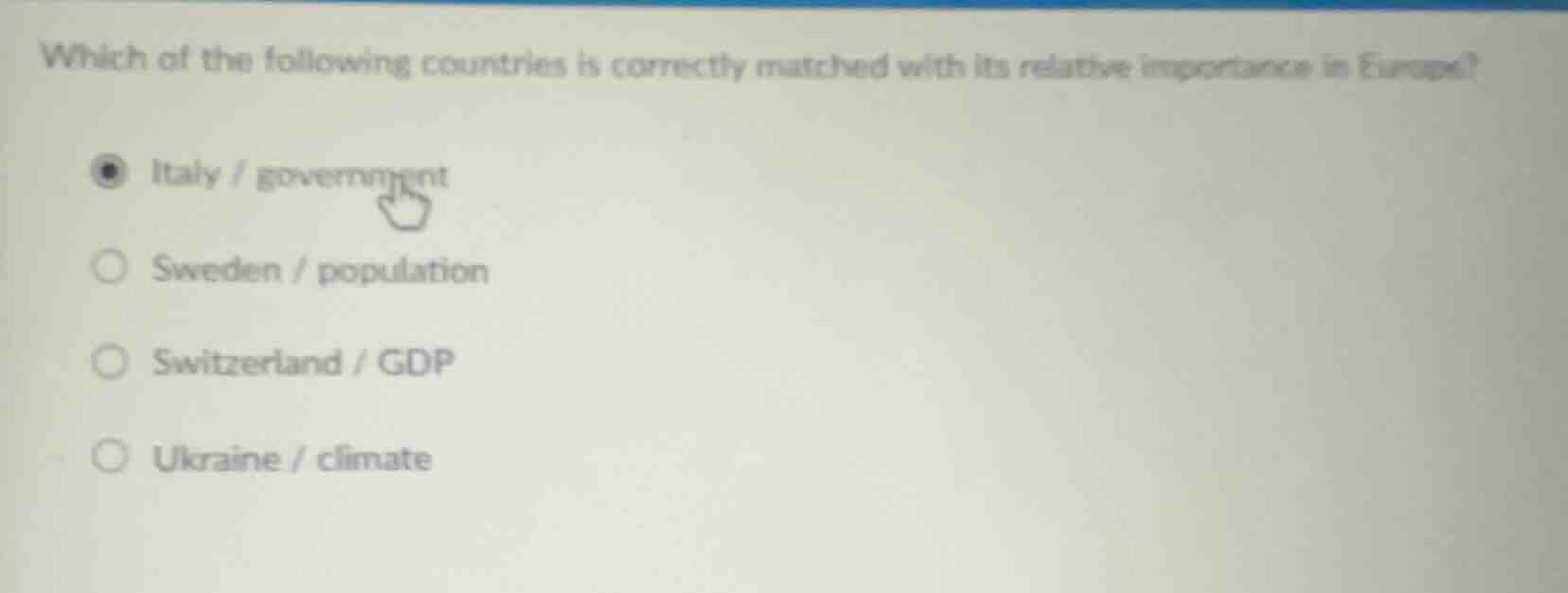 which of the following countries is correctly matched with its relative…