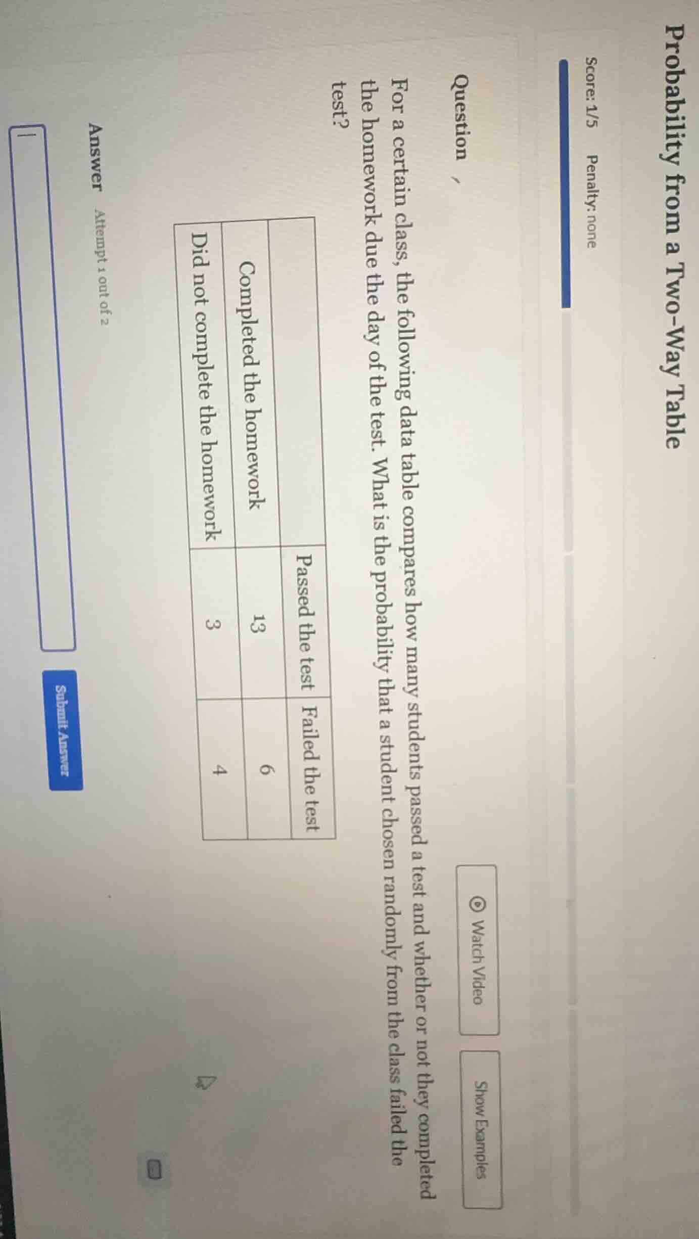 probability from a two - way table question for a certain class, the fo…