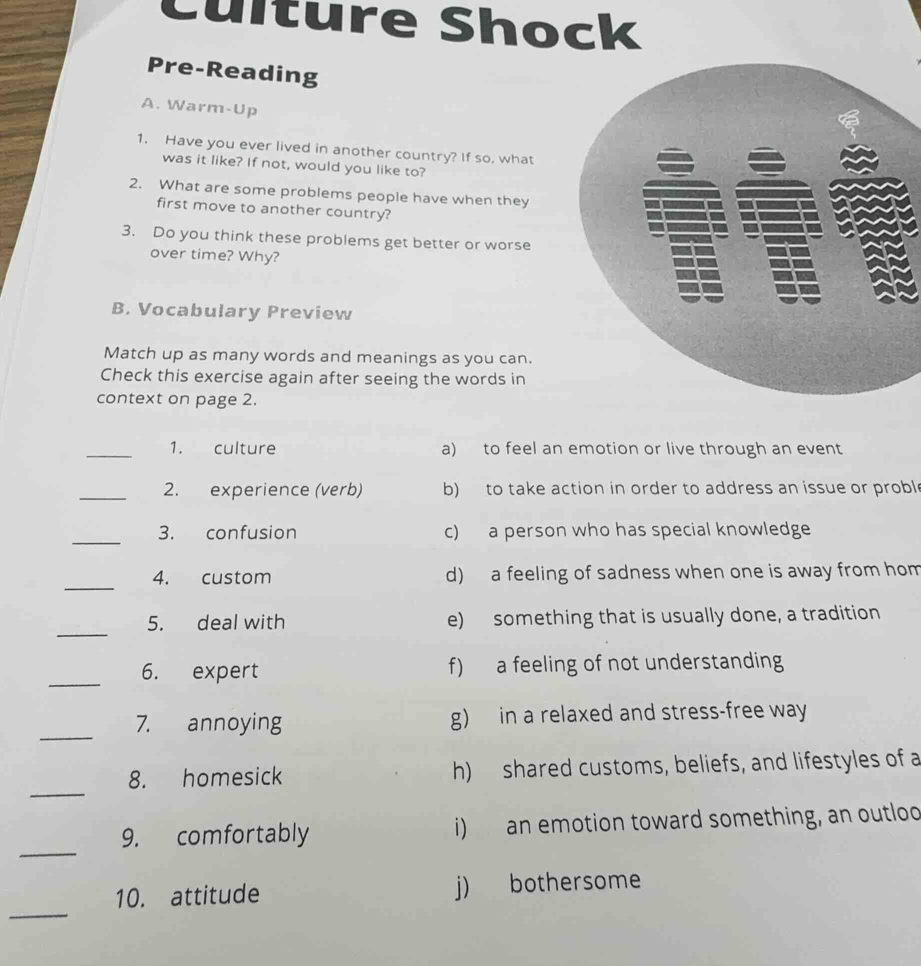 culture shock pre - reading a. warm - up 1. have you ever lived in anot…