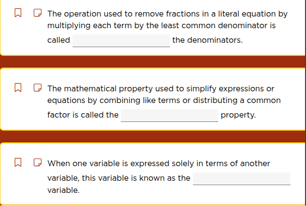 the operation used to remove fractions in a literal equation by multipl…