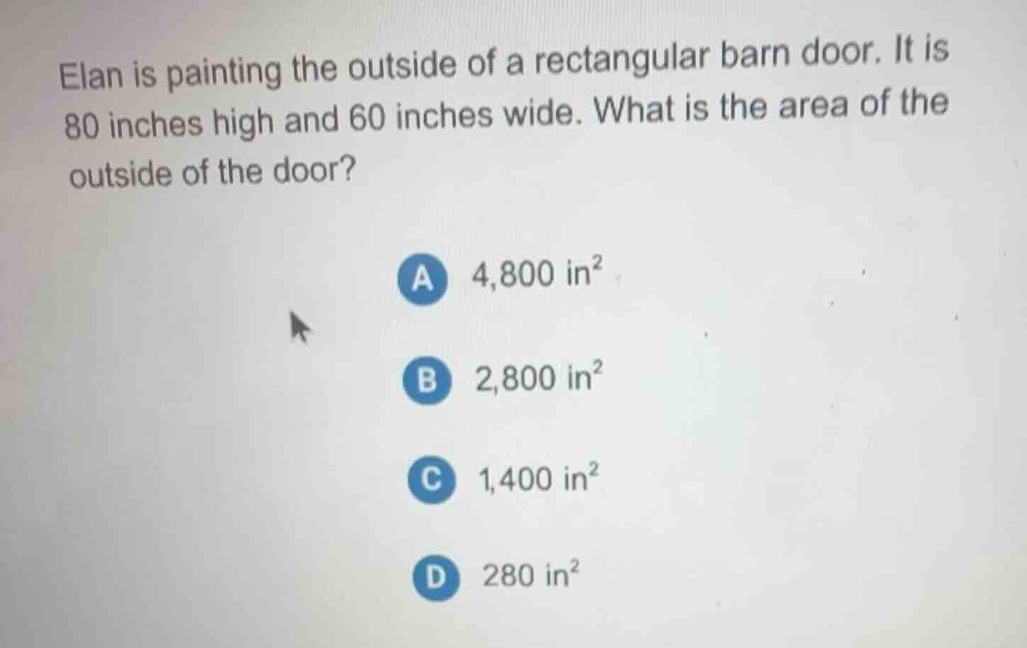 elan is painting the outside of a rectangular barn door. it is 80 inche…