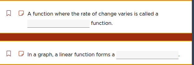 a function where the rate of change varies is called a __________ funct…