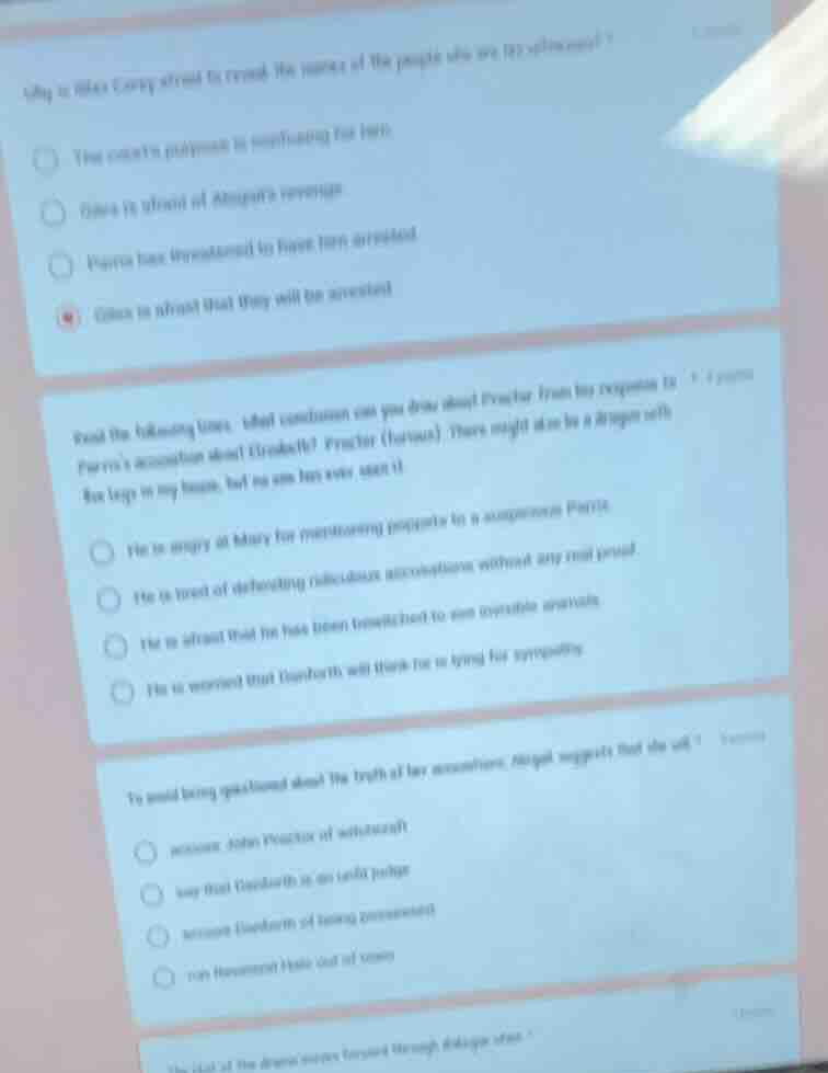 why is miss corey afraid to read the names of the people she is to accu…