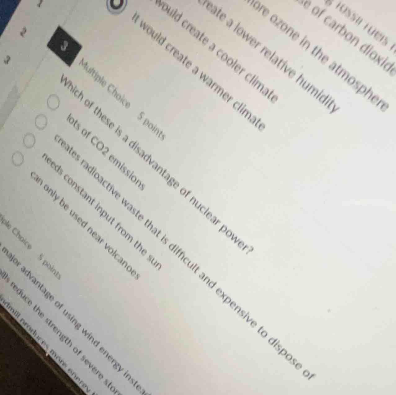 3 multiple choice 5 points which of these is a disadvantage of nuclear …